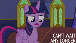 Size: 1920x1080 | Tagged: safe, derpibooru import, edit, edited screencap, editor:quoterific, screencap, twilight sparkle, twilight sparkle (alicorn), alicorn, pony, fame and misfortune, annoyed, female, mare, open mouth, solo, twilight sparkle is not amused, twilight's castle, unamused