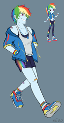 Size: 785x1504 | Tagged: safe, artist:elioo, derpibooru import, rainbow dash, equestria girls, clothes, female, solo, tomboy