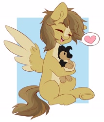 Size: 2556x2980 | Tagged: safe, artist:cheekipone, artist:plushypuppy, derpibooru import, oc, oc:buttercup, pegasus, pony, cute, eyes closed, happy, heart, male, open mouth, open smile, plushie, smiling, solo, underhoof