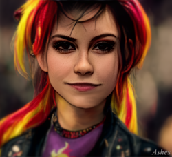 Size: 2232x2032 | Tagged: safe, artist:my-little-pop-artist, derpibooru import, sunset shimmer, human, female, humanized, realistic, solo