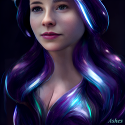 Size: 2048x2048 | Tagged: safe, artist:my-little-pop-artist, derpibooru import, starlight glimmer, human, breasts, cleavage, clothes, female, humanized, realistic, solo