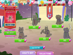 Size: 2048x1536 | Tagged: safe, derpibooru import, idw, spot, diamond dog, advertisement, apron, blue tongue, bone, brown fur, choker, clothes, coin, collar, collection, costs real money, dog collar, english, gameloft, gem, golden eyes, green eyes, group, hammer, horrified, idw showified, male, number, official, paint, paintbrush, pocket, pouch, saw, shock, shocked, shocked expression, text, timer, unnamed character, vest