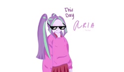 Size: 1024x595 | Tagged: safe, artist:flutterten, derpibooru import, aria blaze, equestria girls, female, simple background, solo, sunglasses, this day aria, white background