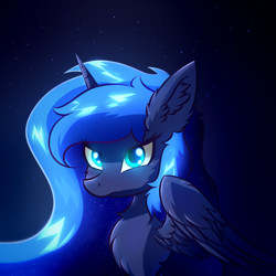 Size: 1100x1100 | Tagged: safe, artist:rejiser, derpibooru import, princess luna, alicorn, pony, chest fluff, female, solo