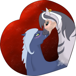 Size: 4408x4407 | Tagged: safe, artist:loopina, derpibooru import, bat pony, zebra, couple, gay, gift art, holiday, love, male, romantic, valentine's day