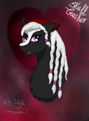 Size: 2036x2761 | Tagged: safe, artist:loopina, derpibooru import, oc, oc:skull crusher, earth pony, bust, female, gift art