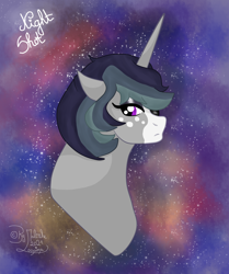 Size: 2248x2688 | Tagged: safe, artist:loopina, derpibooru import, oc, oc:night shot, unicorn, bust, female, gift art