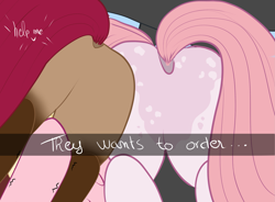 Size: 3129x2301 | Tagged: safe, artist:loopina, derpibooru import, oc, oc:crystal rose, oc:heart struck, oc:strawberry sand, earth pony, pegasus, saddle arabian, big plot, butt, car interior, couple, female, he wants to order, humor, male, meme, plot, selfie