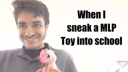 Size: 1280x720 | Tagged: safe, derpibooru import, pinkie pie, earth pony, human, pony, caption, female, hooves, image macro, irl, irl human, male, mare, meme, merchandise, photo, pinkie pie plushie, plushie, smiling, solo, swag, text