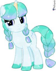 Size: 4000x5039 | Tagged: safe, artist:melisareb, derpibooru import, crystal pony, pony, unicorn, .svg available, absurd resolution, braid, confused, crossover, female, freckles, kleptocorns, looking at you, mare, namuri, simple background, solo, transparent background, vector