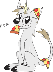 Size: 1347x1838 | Tagged: safe, artist:emc-blingds, derpibooru import, oc, oc only, pony, unicorn, food, glasses, horn, pizza, simple background, smiling, solo, transparent background, unicorn oc, unshorn fetlocks