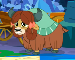 Size: 712x567 | Tagged: safe, derpibooru import, screencap, yona, yak, uprooted, bow, cloven hooves, cropped, cute, female, hair bow, monkey swings, solo, yonadorable