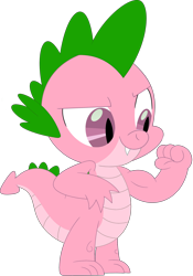 Size: 1776x2539 | Tagged: safe, artist:ponygamer2020, artist:porygon2z, derpibooru import, edit, spike, spike (g1), dragon, g1, g4, anniversary, flexing, flexing muscles, g1 to g4, generation leap, happy birthday mlp:fim, male, mlp fim's twelfth anniversary, muscles, recolor, simple background, solo, transparent background, vector