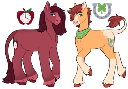 Size: 1280x893 | Tagged: safe, artist:s0ftserve, derpibooru import, oc, oc:pippin, oc:winesap, earth pony, pony, brothers, magical gay spawn, male, offspring, parent:braeburn, parent:doctor whooves, siblings, simple background, transparent background