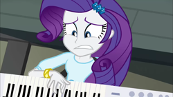 Size: 1281x720 | Tagged: safe, derpibooru import, screencap, rarity, equestria girls, rainbow rocks, keytar, musical instrument