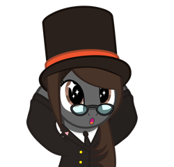 Size: 3338x3198 | Tagged: safe, artist:mlpmvguy, derpibooru import, oc, oc:sonata, pony, elements of justice, female, hat, mare, professor layton, simple background, solo, starry eyes, transparent background, turnabout storm, vector, wingding eyes