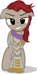 Size: 3242x6435 | Tagged: safe, artist:mlpmvguy, derpibooru exclusive, derpibooru import, oc, oc:lawkeeper equity, earth pony, pony, armor, elements of justice, female, mare, simple background, smiling, smug, solo, transparent background, vector