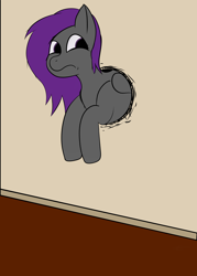 Size: 2920x4080 | Tagged: safe, artist:smidrak, derpibooru import, oc, oc only, oc:fritzy, pegasus, pony, female, hole in the wall, solo, stuck, through wall, worried
