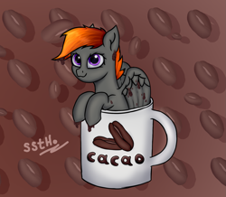 Size: 2127x1857 | Tagged: safe, artist:supershadow_th, derpibooru import, oc, oc only, oc:lutya, pegasus, pony, cacao, cup, cup of pony, micro