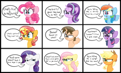 Size: 3528x2114 | Tagged: safe, artist:sugarcloud12, derpibooru import, applejack, fluttershy, pinkie pie, rainbow dash, rarity, starlight glimmer, sunset shimmer, twilight sparkle, twilight sparkle (alicorn), oc, alicorn, pony, mane six, pun