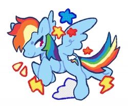 Size: 1412x1207 | Tagged: safe, artist:dustgremlin_, derpibooru import, rainbow dash, pegasus, cloud, simple background, smiling, solo, stars, white background, wings