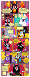 Size: 612x1552 | Tagged: safe, artist:newbiespud, derpibooru import, edit, edited screencap, screencap, discord, lord tirek, princess celestia, alicorn, pony, comic:friendship is dragons, twilight's kingdom, comic, dialogue, female, indoors, jewelry, male, mare, screencap comic, throne, tiara