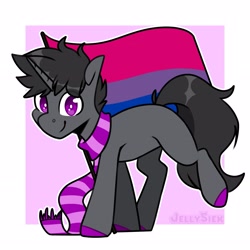 Size: 2894x2894 | Tagged: safe, derpibooru import, oc, oc:2tense, unicorn, bisexual pride flag, clothes, pride, pride flag, scarf