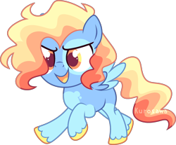 Size: 2071x1711 | Tagged: safe, artist:kurosawakuro, derpibooru import, oc, pegasus, pony, female, filly, foal, magical lesbian spawn, offspring, parent:rainbow dash, parent:vapor trail, parents:vapordash, simple background, solo, transparent background