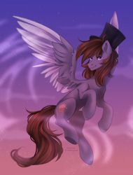 Size: 1400x1842 | Tagged: safe, artist:whitenghost, derpibooru import, oc, oc:rockyroadic, pegasus, pony, cute, full body, hat, solo, top hat