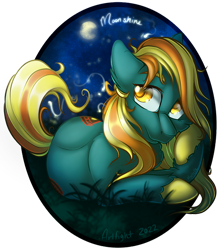 Size: 600x680 | Tagged: safe, artist:mychelle, derpibooru import, oc, oc only, oc:moonshine, earth pony, pony, ambiguous gender, moon, simple background, solo, transparent background