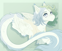 Size: 1200x1000 | Tagged: safe, artist:purplegrim40, derpibooru import, oc, oc only, pegasus, pony, abstract background, female, leonine tail, lying down, mare, pegasus oc, prone, solo, tail, wings