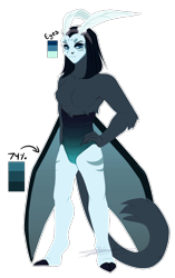 Size: 626x1000 | Tagged: safe, artist:purplegrim40, derpibooru import, oc, oc only, anthro, hybrid, unguligrade anthro, clothes, eyelashes, parent:queen chrysalis, parent:storm king, simple background, solo, transparent background