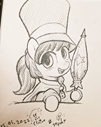 Size: 820x1024 | Tagged: safe, artist:fipoki, derpibooru import, earth pony, pony, a hat in time, cape, clothes, female, filly, foal, hat, hat kid, hoof hold, ponified, solo, traditional art, umbrella