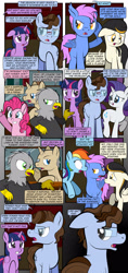 Size: 1920x4080 | Tagged: safe, artist:alexdti, derpibooru import, pinkie pie, rainbow dash, rarity, twilight sparkle, twilight sparkle (alicorn), oc, oc:galloway, oc:hops barley, oc:malachi maker, oc:sluggo, oc:swan dive, alicorn, bat pony, earth pony, griffon, pegasus, pony, comic:misery loves company