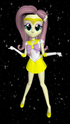 Size: 1080x1920 | Tagged: safe, artist:oatmeal!, derpibooru import, fluttershy, human, equestria girls, 3d, accessory swap, clothes, costume, gmod, miniskirt, pose, sailor mercury, sailor moon, sailor scout, simple background, skirt, space