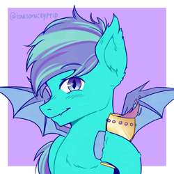 Size: 1400x1400 | Tagged: safe, artist:lonesomecryptid, derpibooru import, oc, bat pony, pony, bat pony oc, bat wings, commission, goblet, icon, solo, wings