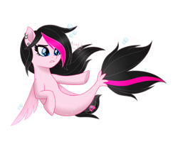 Size: 1280x1040 | Tagged: safe, artist:zoe-975, derpibooru import, oc, oc only, pegasus, pony, seapony (g4), blue eyes, dorsal fin, eyelashes, eyeshadow, female, fin wings, fins, fish tail, flowing mane, flowing tail, makeup, mare, seaponified, simple background, solo, species swap, swimming, tail, transparent background, vector, wings