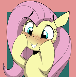 Size: 2284x2291 | Tagged: safe, artist:arume_lux, derpibooru import, fluttershy, pegasus, pony, blushing, cute, daaaaaaaaaaaw, female, hoof on cheek, mare, shyabetes, smiling, solo