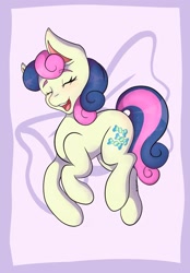 Size: 1423x2048 | Tagged: safe, artist:mscolorsplash, derpibooru import, bon bon, sweetie drops, earth pony, pony, adorabon, blushing, cute, eyes closed, female, mare, open mouth, open smile, smiling, solo