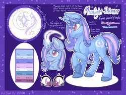 Size: 2224x1668 | Tagged: safe, artist:mychelle, derpibooru import, oc, oc:moonlight shimmer, pony, unicorn, female, mare, reference sheet, solo