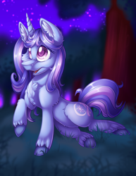 Size: 2550x3300 | Tagged: safe, artist:mychelle, derpibooru import, oc, oc only, oc:moonlight shimmer, pony, unicorn, female, high res, horn, lying down, mare, on side, open mouth, open smile, raised hoof, raised leg, smiling, solo, unicorn oc