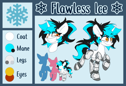 Size: 4168x2856 | Tagged: safe, artist:nekro-led, derpibooru import, oc, oc:flawless ice, cyborg, pony, unicorn, amputee, cyberpunk, fangs, quadruple amputee, reference sheet, size chart, size comparison