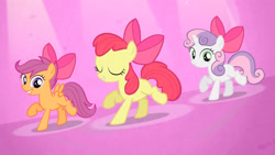 Size: 3410x1920 | Tagged: safe, derpibooru import, screencap, apple bloom, scootaloo, sweetie belle, earth pony, pegasus, pony, unicorn, season 4, somepony to watch over me, adorabloom, apple bloom's bow, blank flank, bow, cute, cutealoo, cutie mark crusaders, diasweetes, eyes closed, female, filly, foal, hair bow, high res, smiling, spread wings, trio, trio female, wings