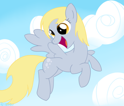 Size: 3500x3000 | Tagged: safe, artist:reinbou, derpibooru import, derpy hooves, pegasus, pony, cloud, flying, simple background, solo