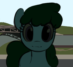 Size: 364x334 | Tagged: safe, artist:_ton618_, derpibooru import, oc, oc:green tea, earth pony, pony, aggie.io, bridge, female, lowres, mare, solo