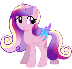 Size: 8000x7657 | Tagged: safe, artist:laszlvfx, artist:mint-light, derpibooru import, princess cadance, alicorn, pony, absurd resolution, base used, colored wings, cutie mark, female, mare, multicolored wings, simple background, smiling, solo, teen princess cadance, teenager, transparent background, wings, younger