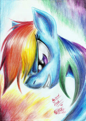 Size: 1660x2338 | Tagged: safe, artist:3500joel, derpibooru import, rainbow dash, pony, solo, traditional art