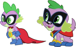 Size: 489x306 | Tagged: safe, artist:pascalmulokozi2, derpibooru import, edit, edited screencap, screencap, humdrum, spike, spike the regular dog, dog, dragon, equestria girls, movie magic, power ponies (episode), spoiler:eqg specials, background removed, boots, cape, clothes, gloves, male, not a vector, power ponies, self paradox, self ponidox, shoes, simple background, transparent background