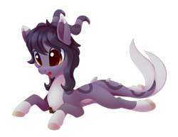 Size: 3288x2544 | Tagged: safe, artist:dusthiel, derpibooru import, oc, oc only, dracony, dragon, hybrid, pony, chest fluff, commission, duo, lying down, micro, open mouth, open smile, prone, simple background, size difference, smiling, transparent background