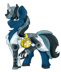 Size: 1657x1964 | Tagged: safe, artist:euspuche, derpibooru import, oc, oc only, cyborg, pony, unicorn, fallout equestria, cutie mark, cyborg pony, medic, pencil, simple background, solo, transparent background